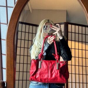 Elegant Red Leather Handbag